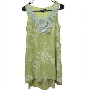 Papillon Sage Green Floral High-Low Dress | Sleeveless | Size S